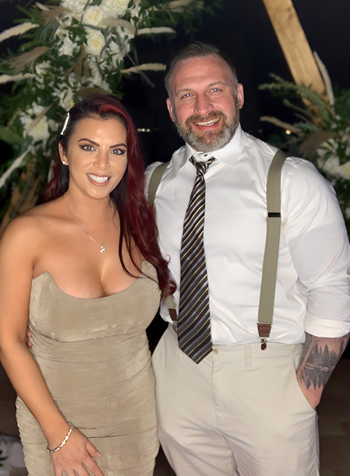 Newly wed couple using our open-air miami photo booth rental service